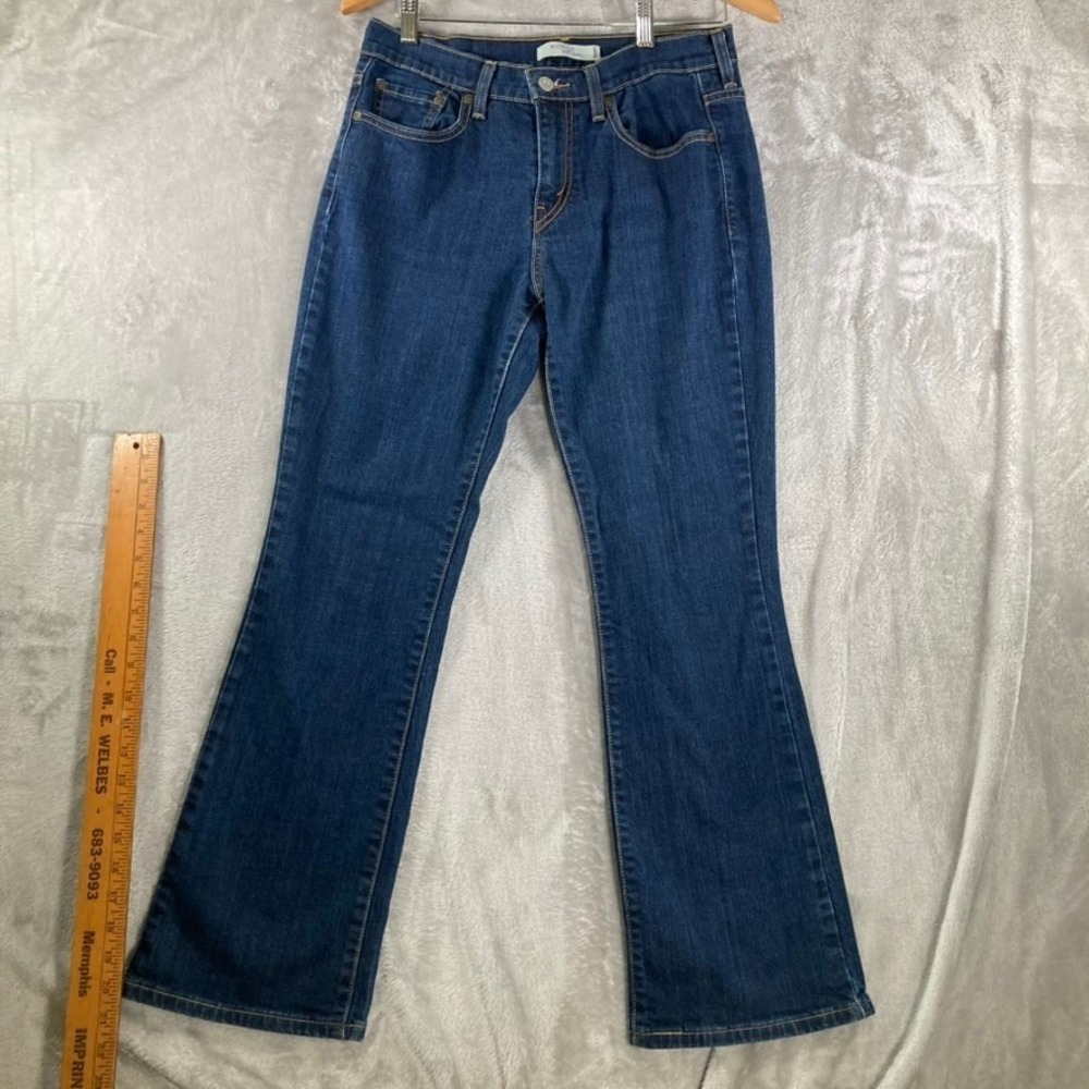 Levis 515 Boot Cut Jeans Womens 8 Short 30x28 Dark Wash Blue Denim Mid Rise